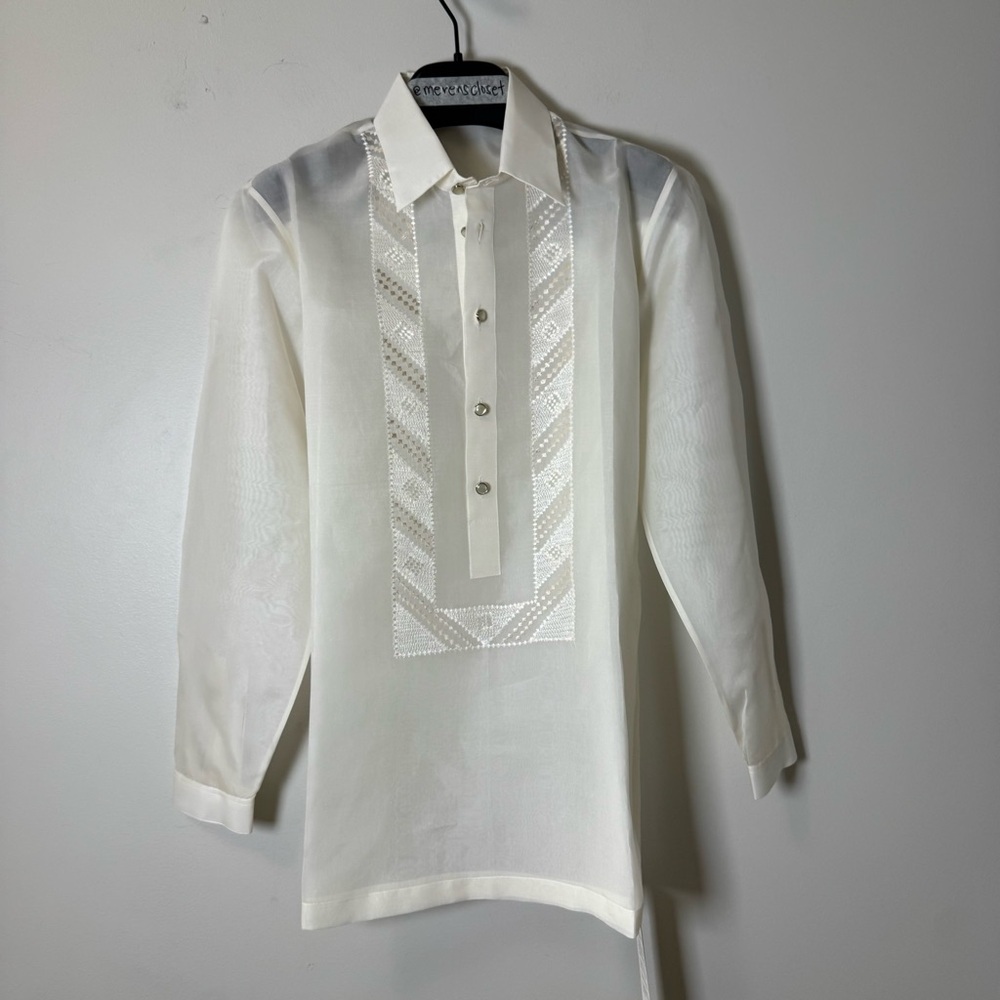 Barong Tagalog Kultura Classic Ivory Button Down Kids' Shirt size 18
